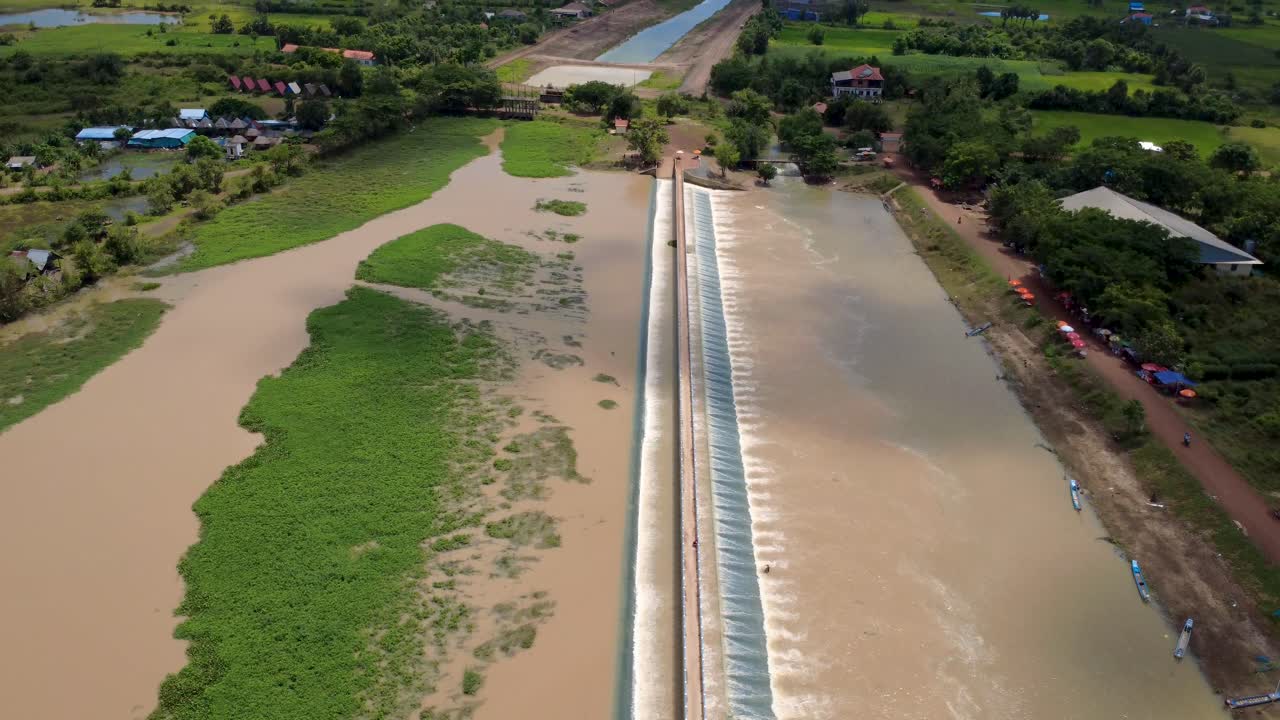 River pollution fast fashion industry Southeast Asia water dumping, aerial drone