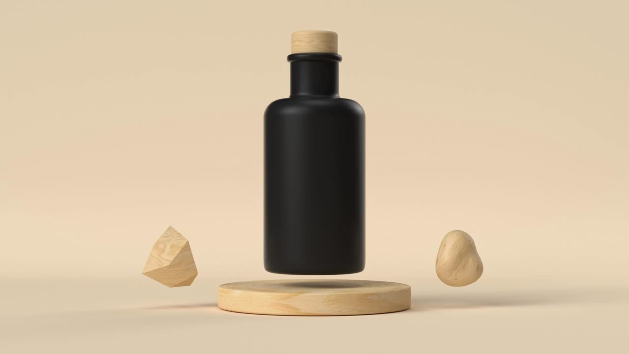 추상 3d 렌더링 모션 검은 병 컨테이너