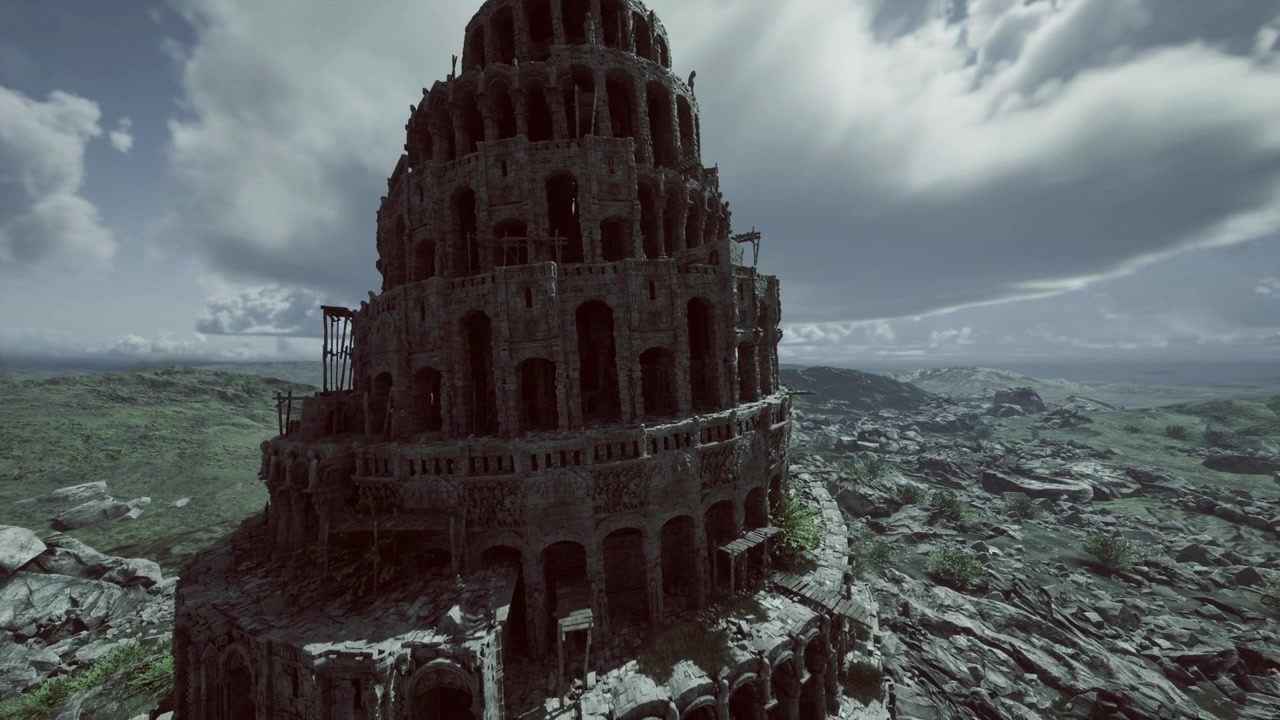 Maestosa fortezza deteriorata che mostra merli rotti e cieli visibili