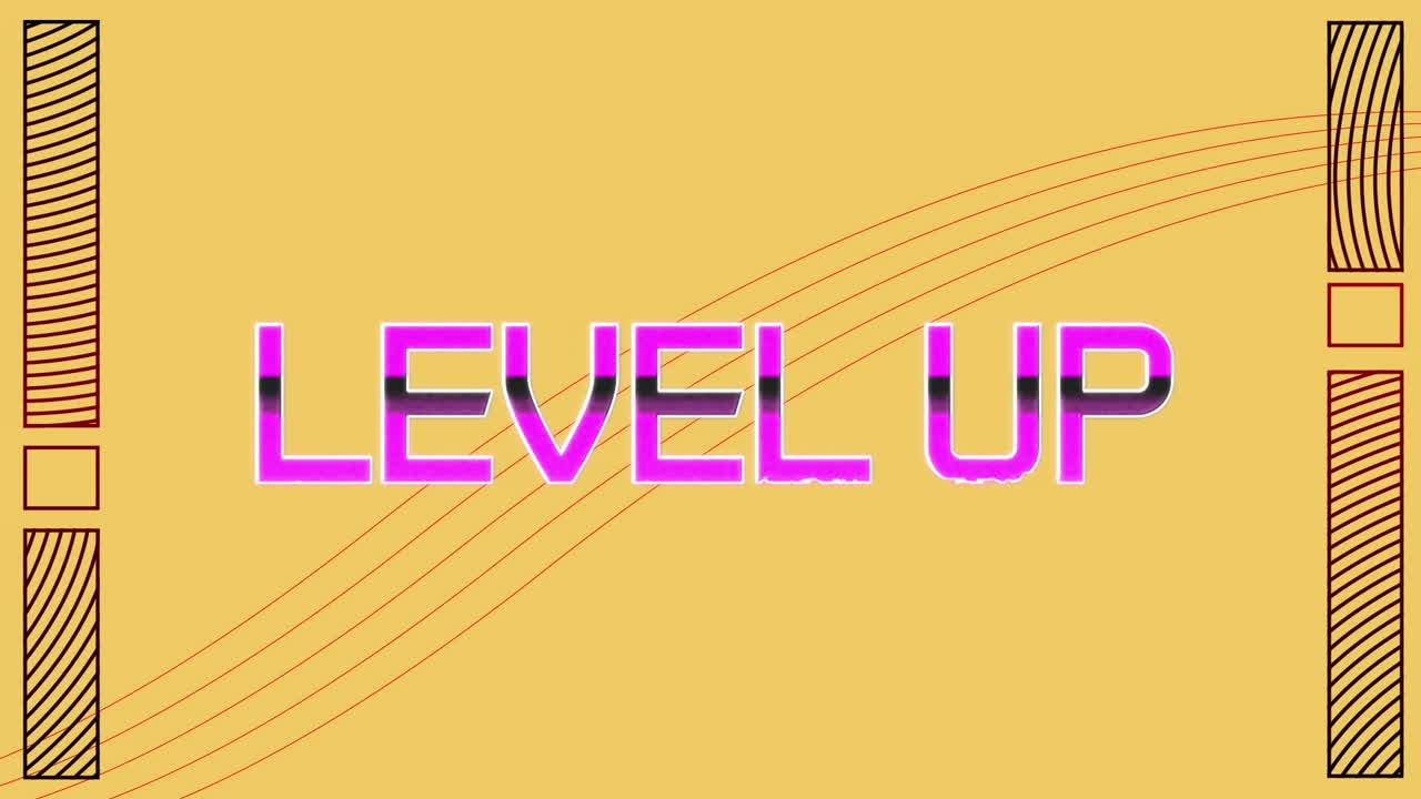 animación de texto de nivel superior sobre conexiones con patrón en fondo amarillo