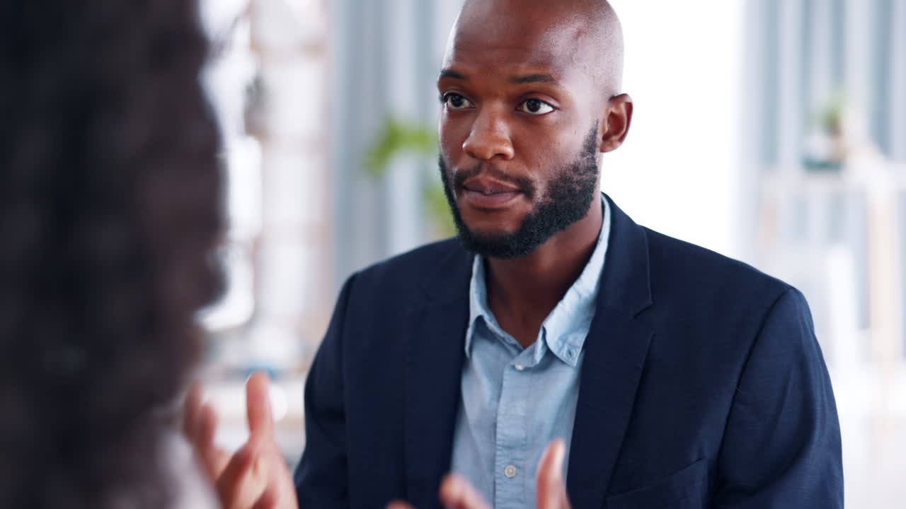 Business people, interview