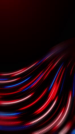 Curved pattern of glowing red neon lines. Fast movement and flickering of LED. Music looping seamless club animation. Vertical video.