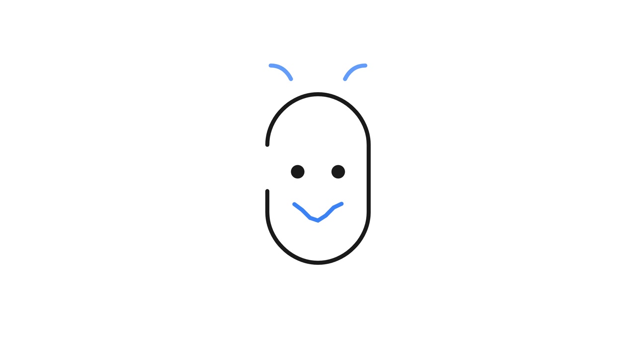 Volto di personaggio minimalista animato che cambia espressioni