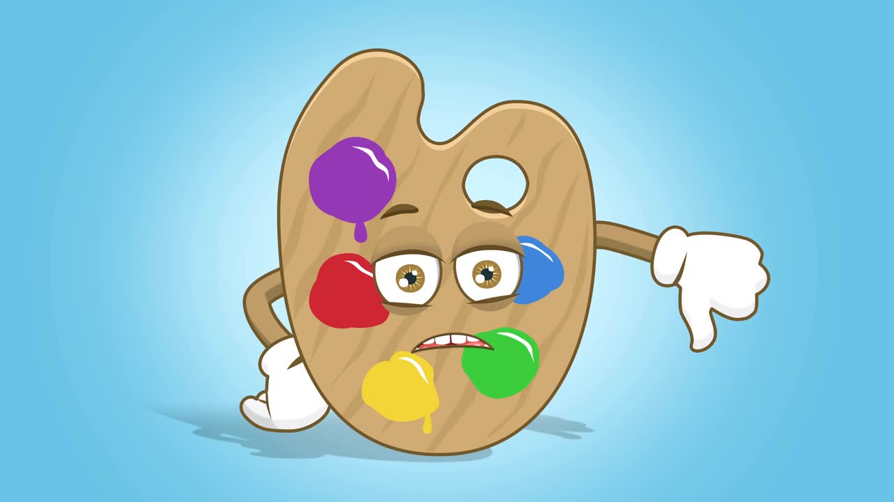 만화 예술가 색상 패은 얼굴 애니메이션 알파 매트와 함께 엄지손가락 아래로 싫어