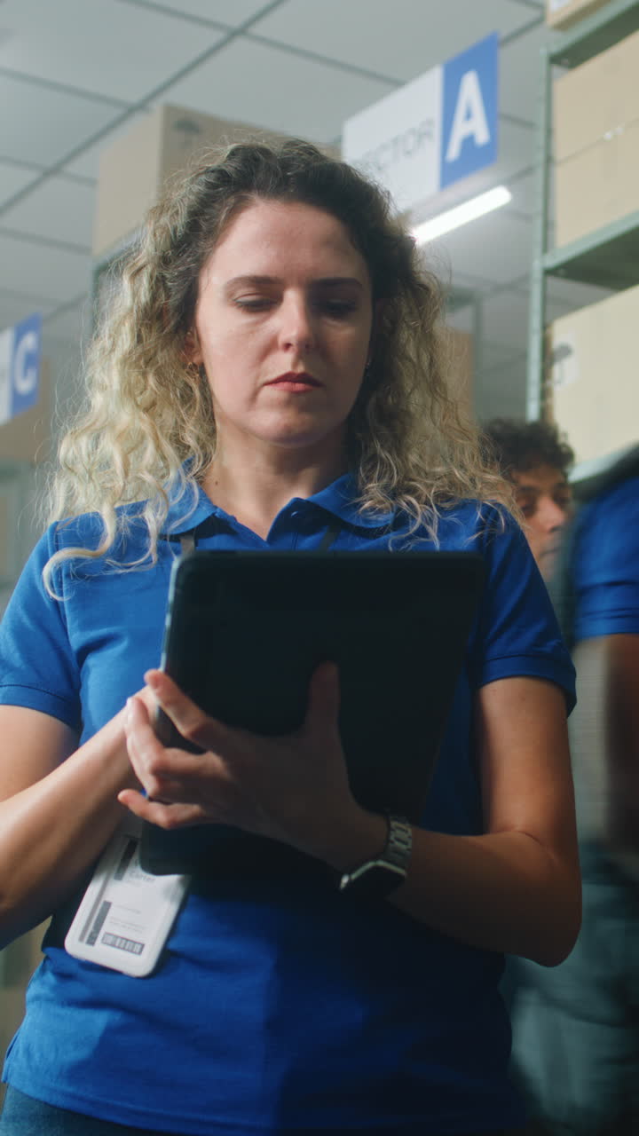 trabajador de almacén que utiliza una tableta