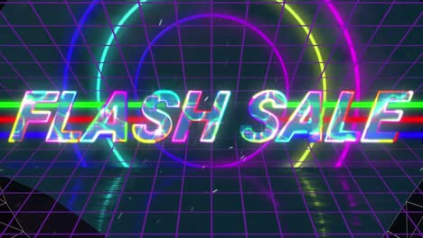 Animation-of-the-words-Flash-Sale-written-in-colourful-glowing-letters