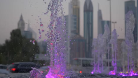 water fountain in a city at night