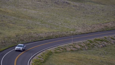 Car-driving-at-high-altitude-mountain-road-in-Colorado