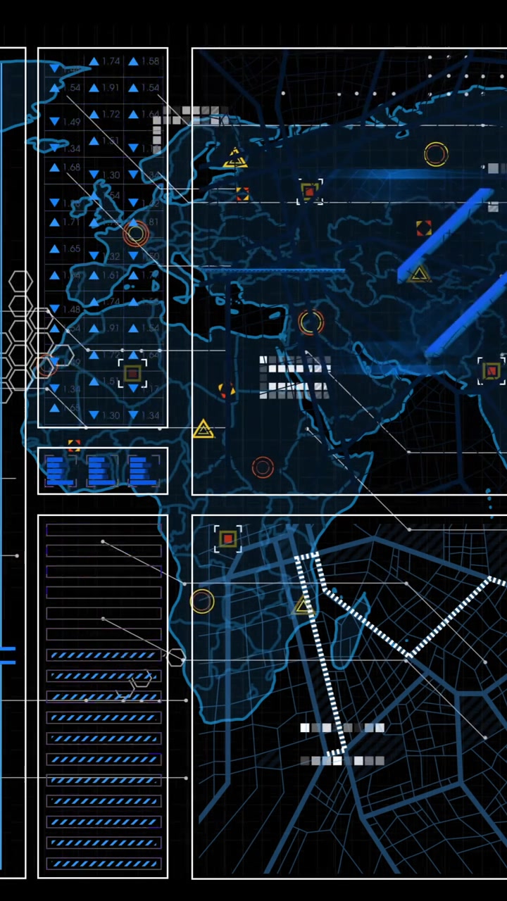 Animation of financial data processing over world map