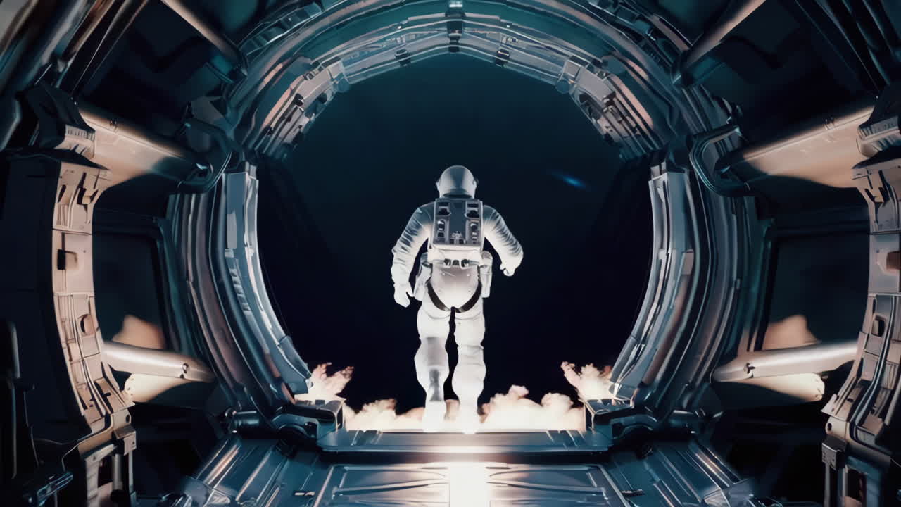 Astronauta in una nave spaziale futuristica