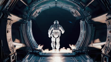 astronaut in a futuristic spaceship
