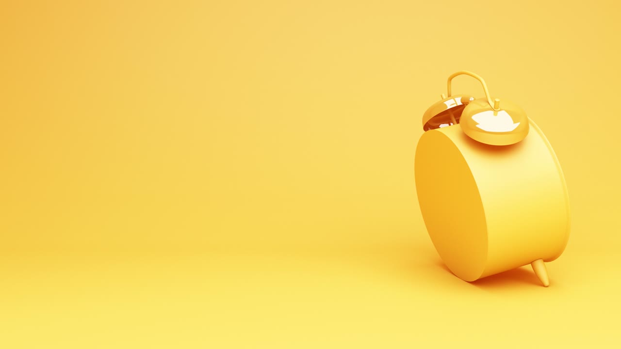Yellow round table clock on a yellow background 3d rendering