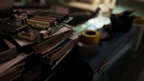 Old computers from the 80s in an abandoned computing center
