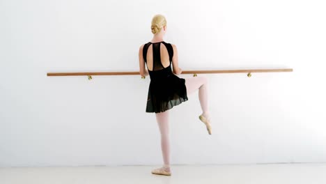 ballerina practicing ballet dance at barre