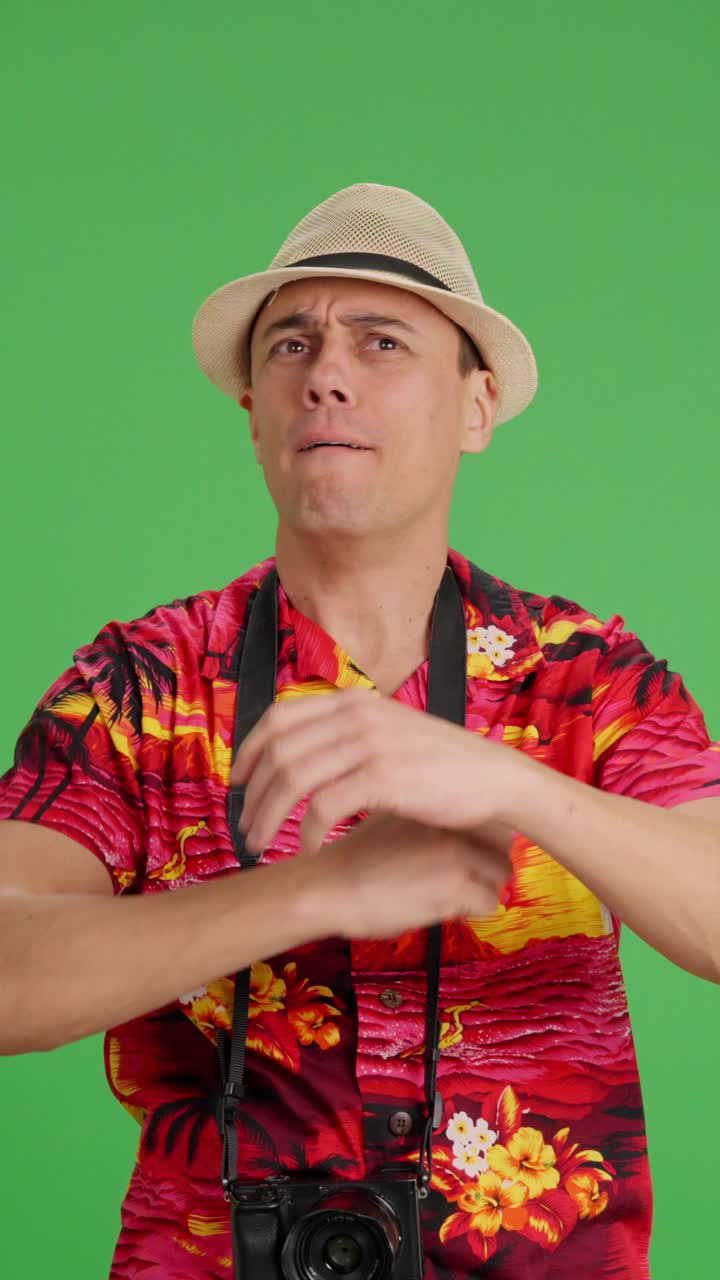 Euphoric tourist taking photos and staring at the monuments