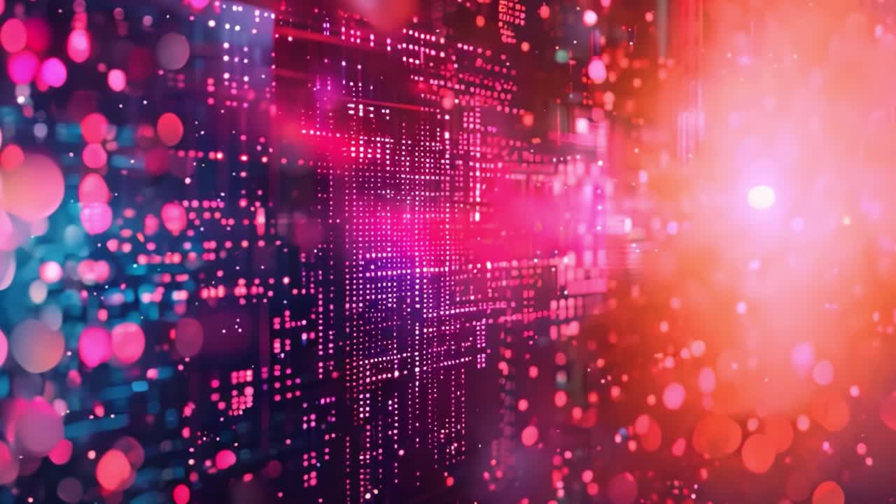Abstract Digital Circuit Board with Glowing Data