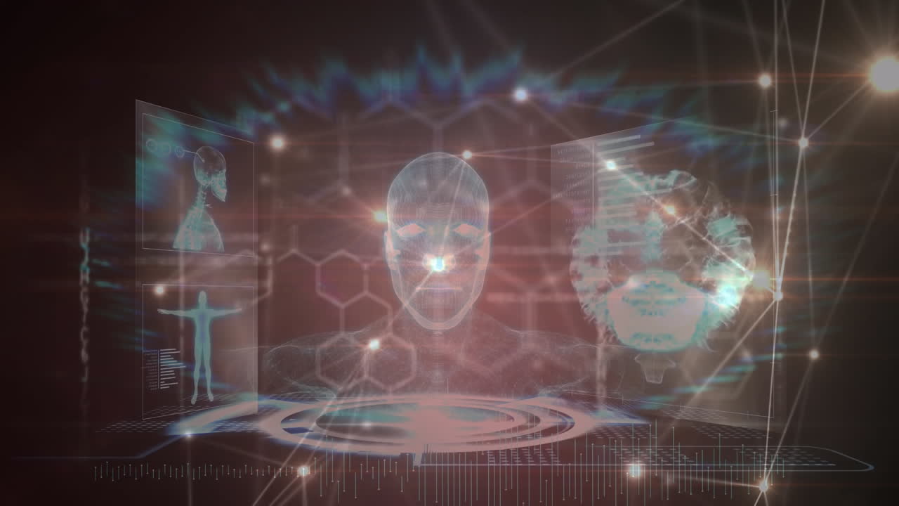 블랙 배경에 연결 네트워크와 데이터 처리의 애니메이션