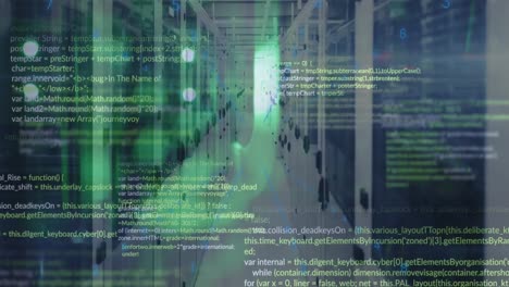 Animation-of-computer-programming-language-and-abstract-pattern-over-server-room