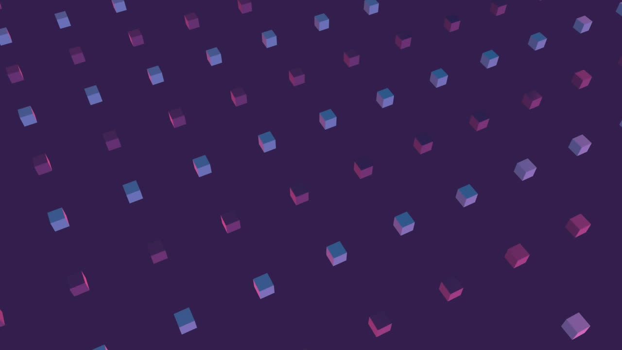 3D blue and purple squares moving