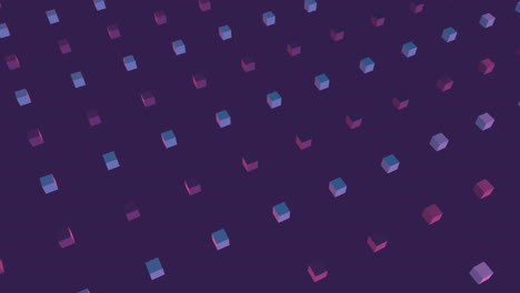 3d cuadrados azules y púrpuras en movimiento