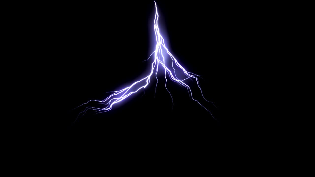 Thunderstorm lightning. Power energy. Glow effect 4k