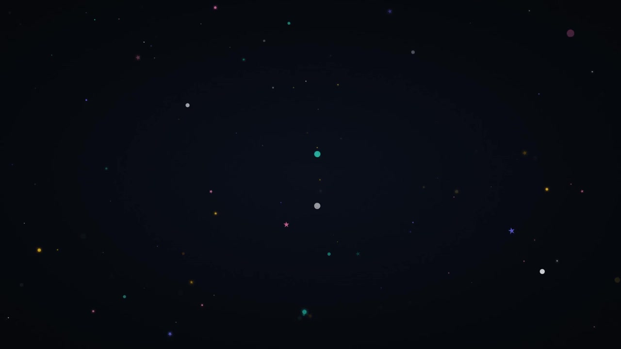 Abstract Motion Background with Floating Colorful Particles and Stars