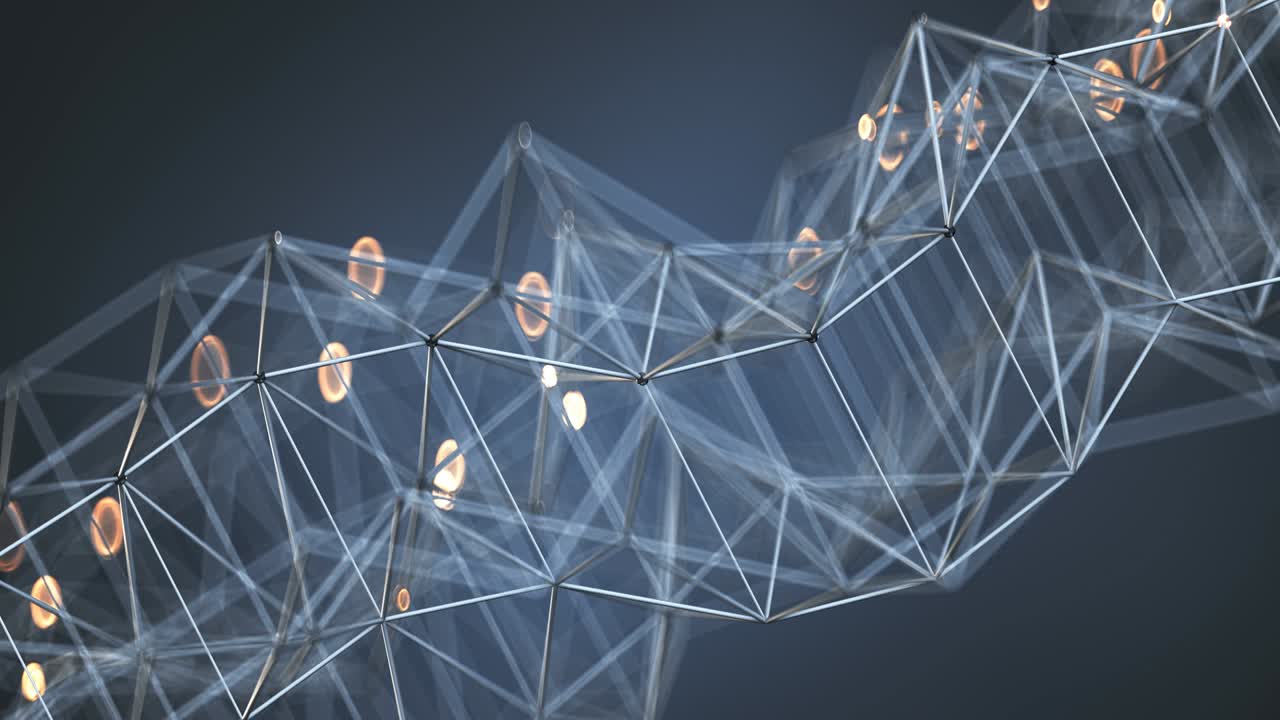 미래의 와이어 프레임 모양의 원활한 루프 3d 렌더링 애니메이션