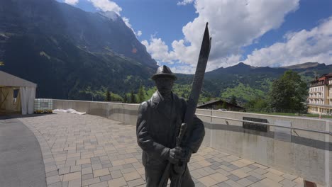 bronze statue in grindelwald, switzerland