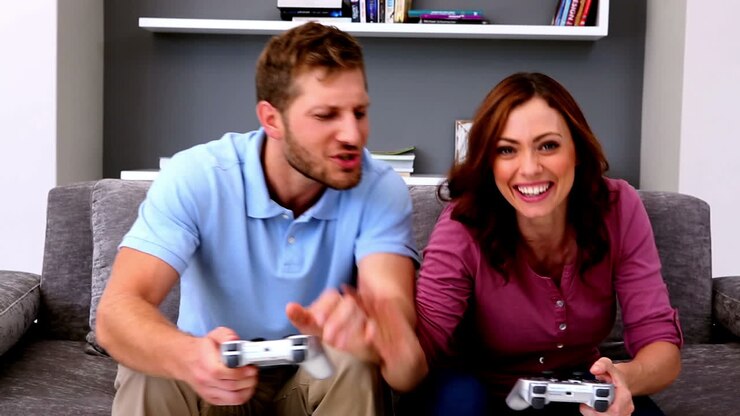 Couple playing video games