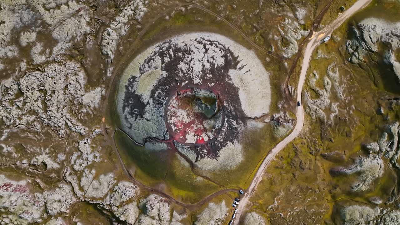 Aerial View of a Volcanic Crater