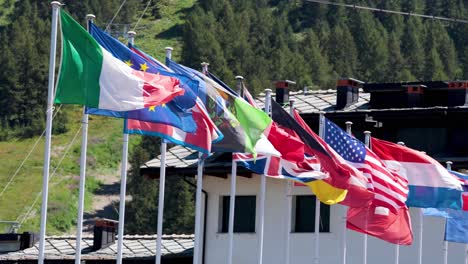 various national flags waving in the wind