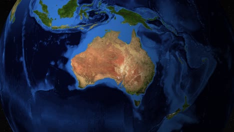 animation zooms from earth to australia, highlighting a famous landmark with smooth transitions and vibrant colors