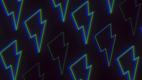 seamless neon thunderstorm pattern with glitch effect on black gradient