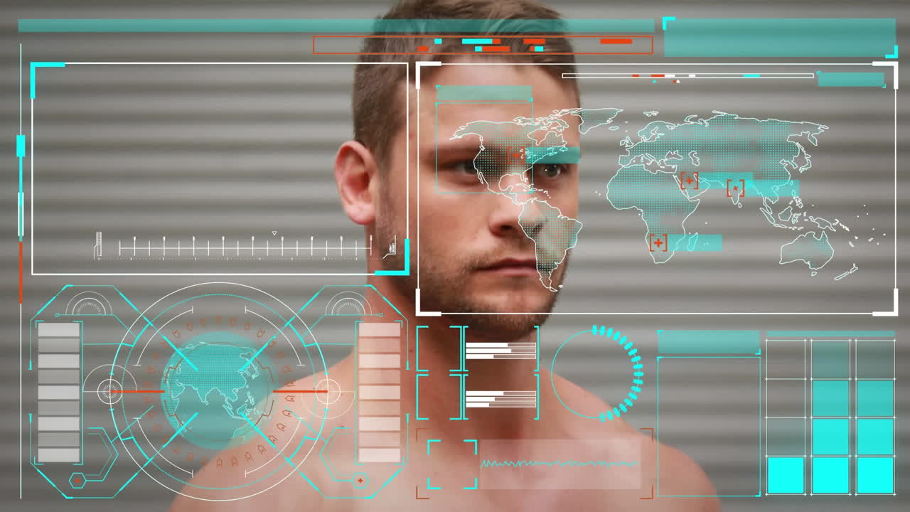 animación de la interfaz digital sobre el ejercicio del hombre fuerte