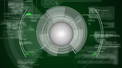 Animación-Del-Procesamiento-De-Datos-Digitales-En-Pantalla-Sobre-Una-Pelota-De-Golf.