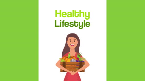 mujer con comida vegana estilo de vida saludable