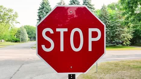 close up of an american stop sign in bright red