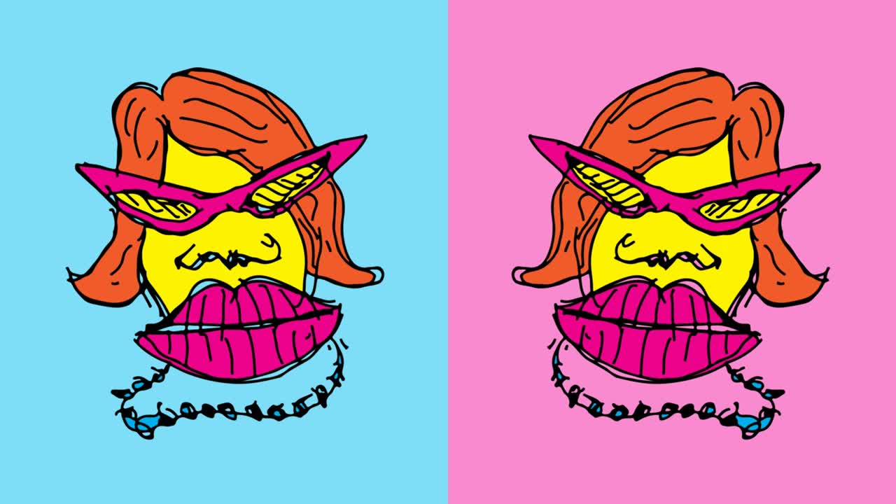 bambini che disegnano pop art sullo sfondo senza cuciture con il tema della bella donna