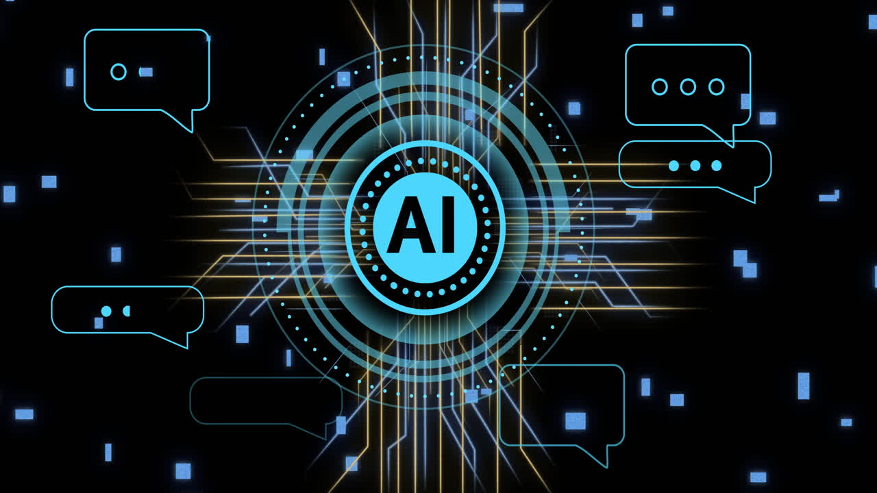 animación del procesamiento de datos sobre un fondo negro