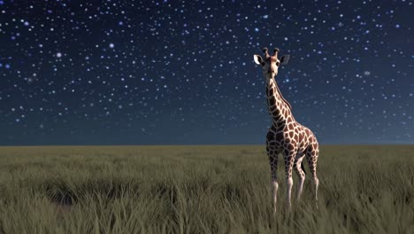 giraffe under a starry night