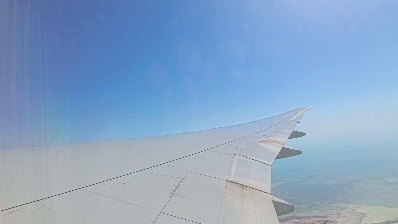 Airplane in motion, view from the wing