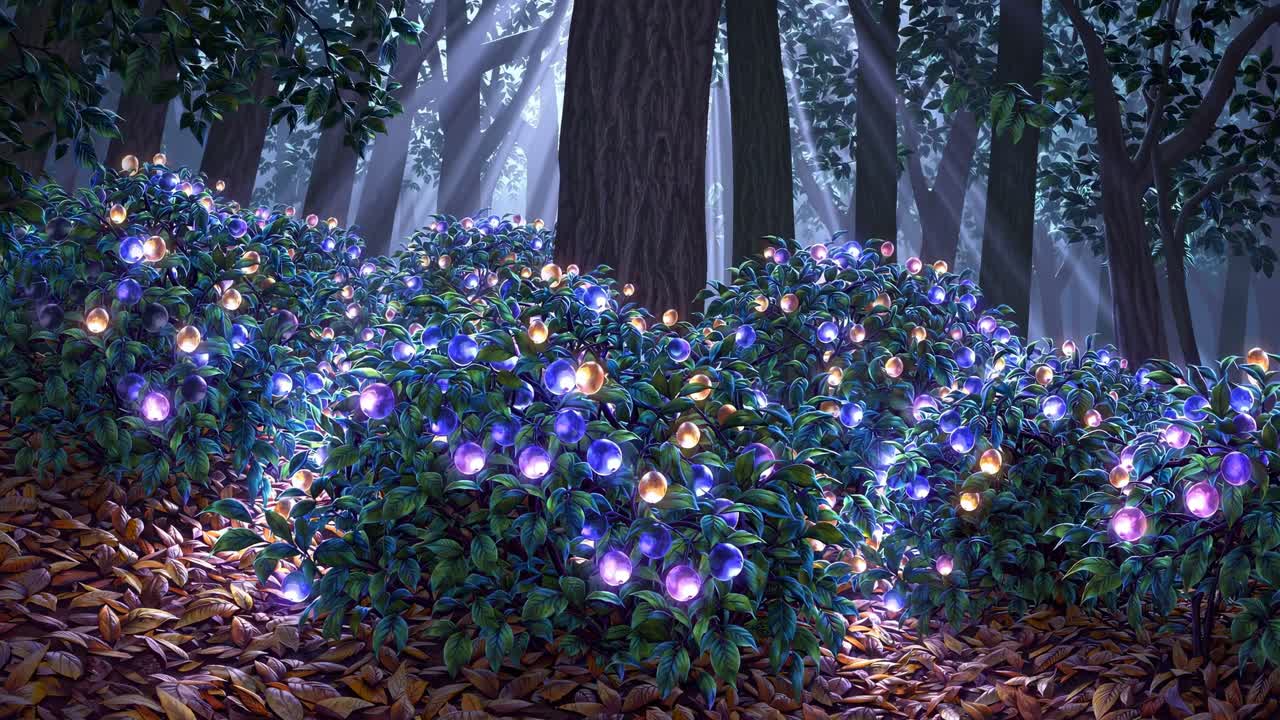 Enchanted Forest With Glowing Berries