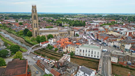 scenic beauty of boston, lincolnshire, in mesmerizing aerial drone footage: port, ships, saint botolph church , saint botolph's bridge