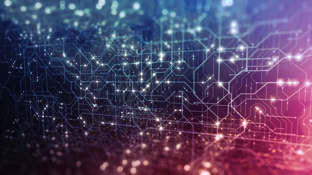Motherboard Circuit Background. Virus detected over circuit board. Worm, cyber attack, antivirus, firewall alert and danger warning concept. Futuristic PCB. 3D render, 4K Seamless Loop.