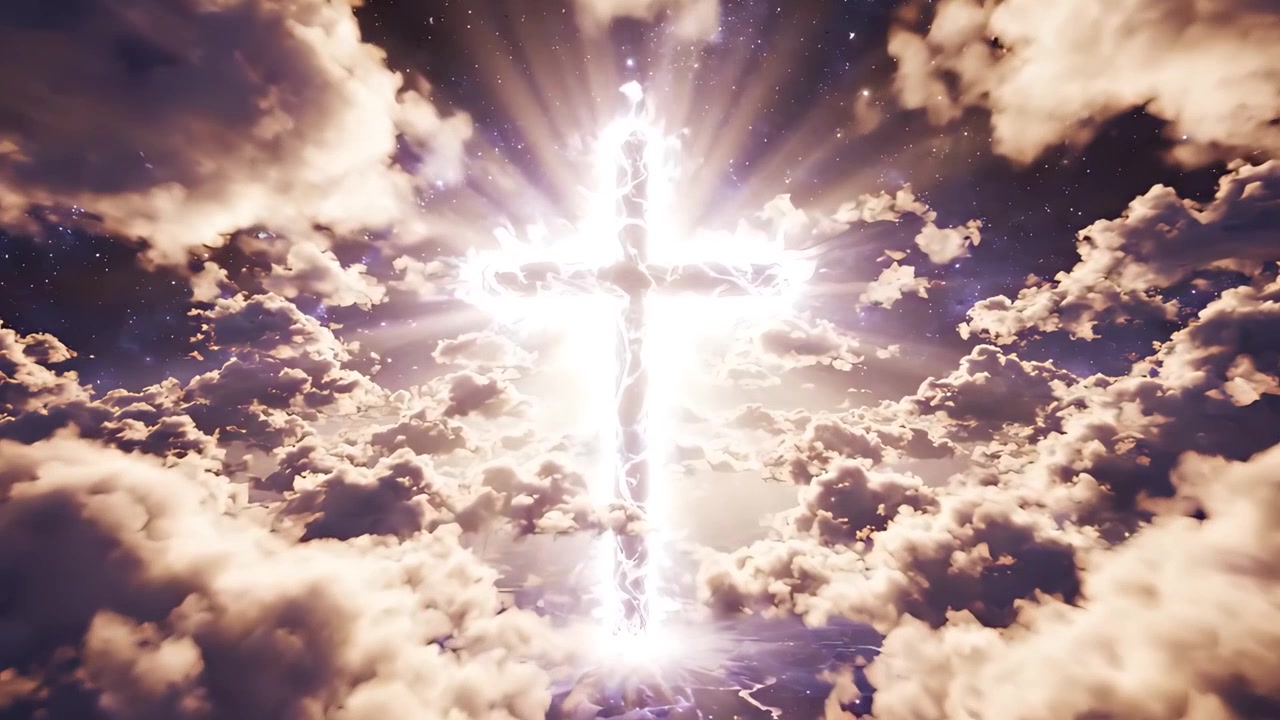 Sfondo per Adorazione 4K: Croce Cristiana e Luce Celeste