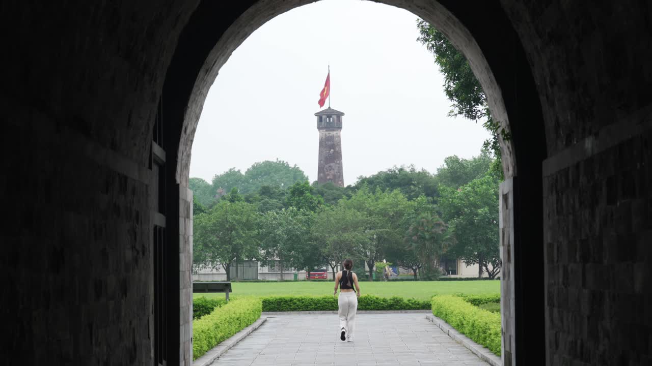 Imperial Citadel of Thang Long courtyard tower visiting landmark Vietnam Hanoi