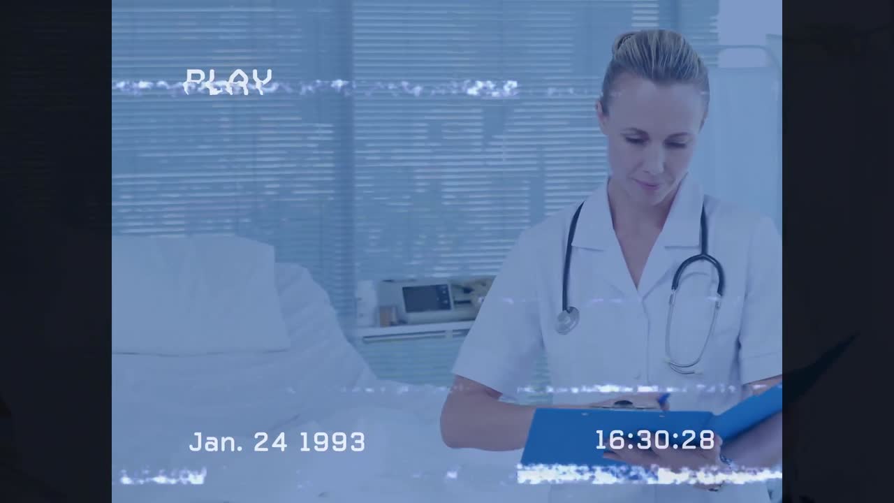 Animation of interference over caucasian female doctor