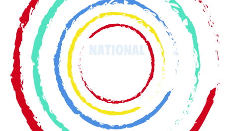 animación del texto del mes nacional de tutoría sobre formas coloridas sobre fondo blanco