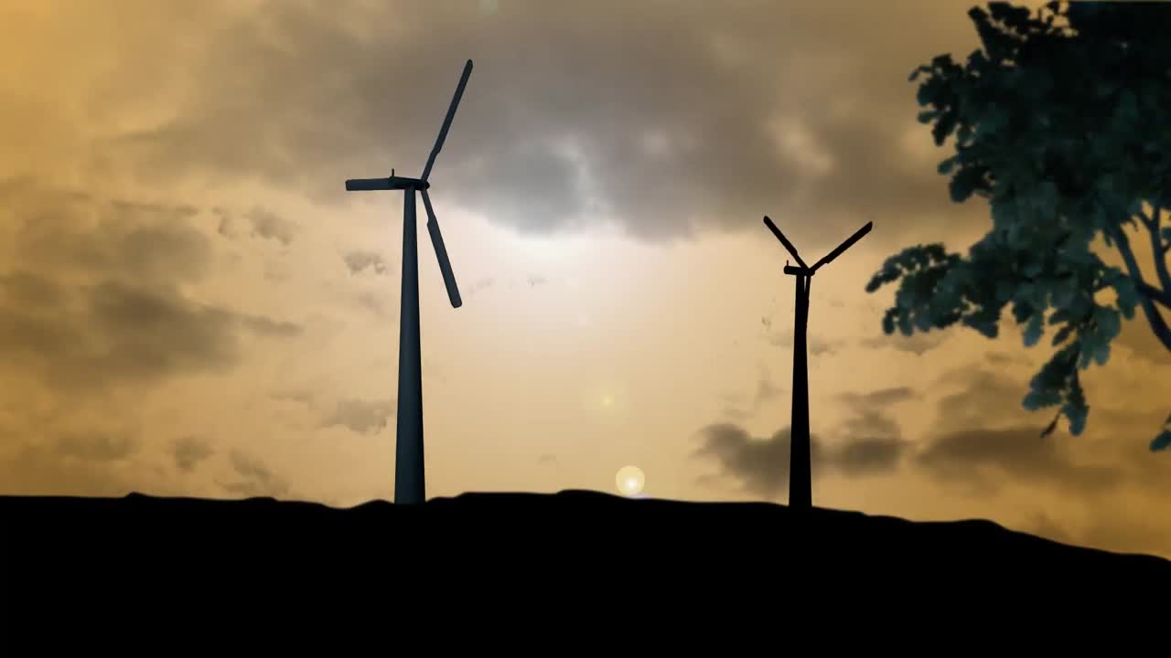 바람에서 회전하는 풍력 터빈