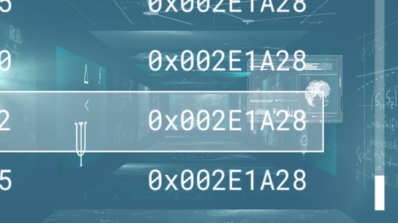 Animation of data processing over blue background